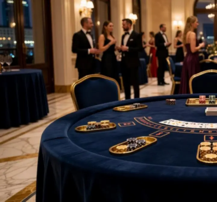 Stół do blackjacka z gośćmi podczas eventu rozrywkowego