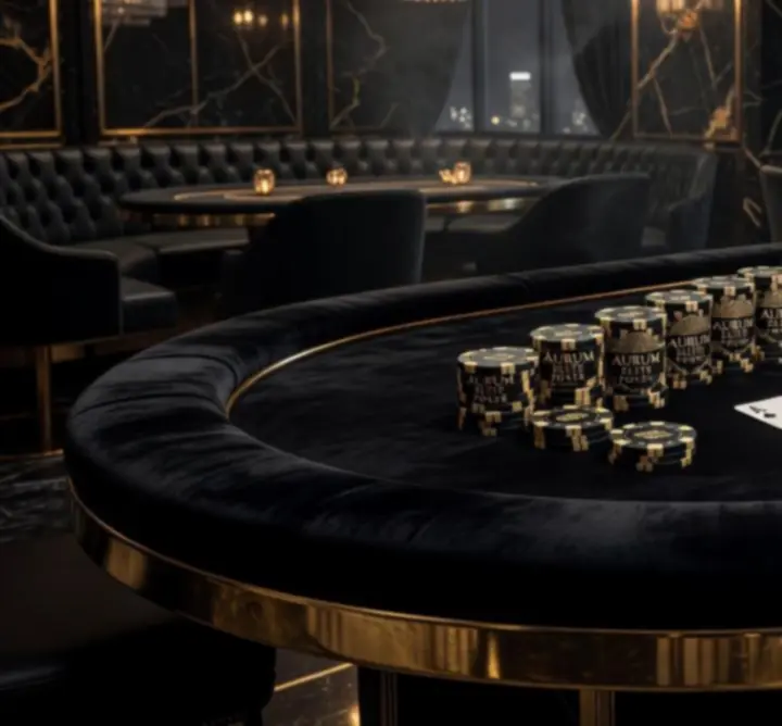 Elegancki stół pokerowy przygotowany na luksusowy wieczór w klubie