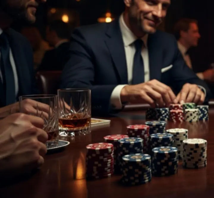 St&oacute;ł pokerowy Luxe Venue Club z kartami, żetonami i elegancką oprawą świetlną
