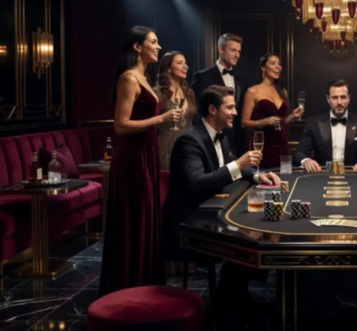 Elegancki wieczór pokerowy w klubowym, luksusowym wnętrzu