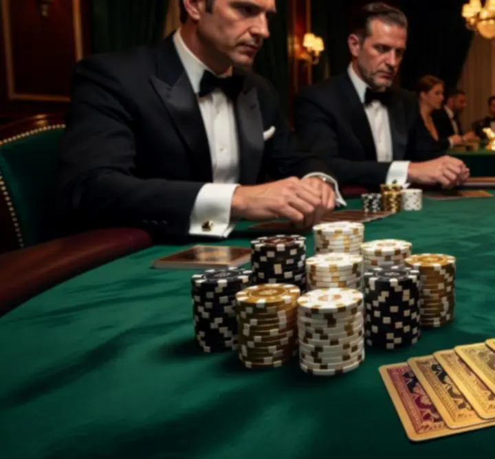 Elegancki stół pokerowy przygotowany na wieczór pokerowy