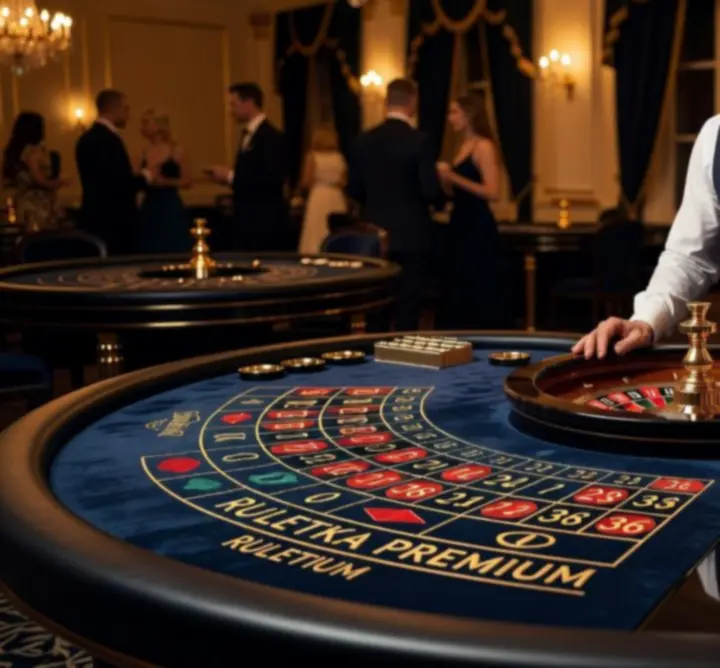 Ruletka eventowa i blackjack na elegancznym wieczornym evencie klubowym