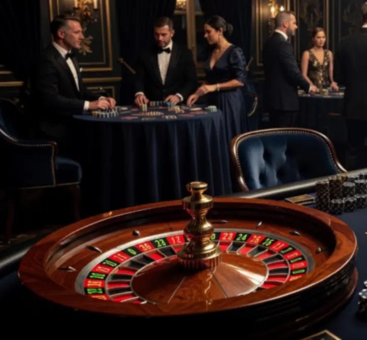 Ruletka eventowa i blackjack na prywatnej imprezie w eleganckiej aranżacji
